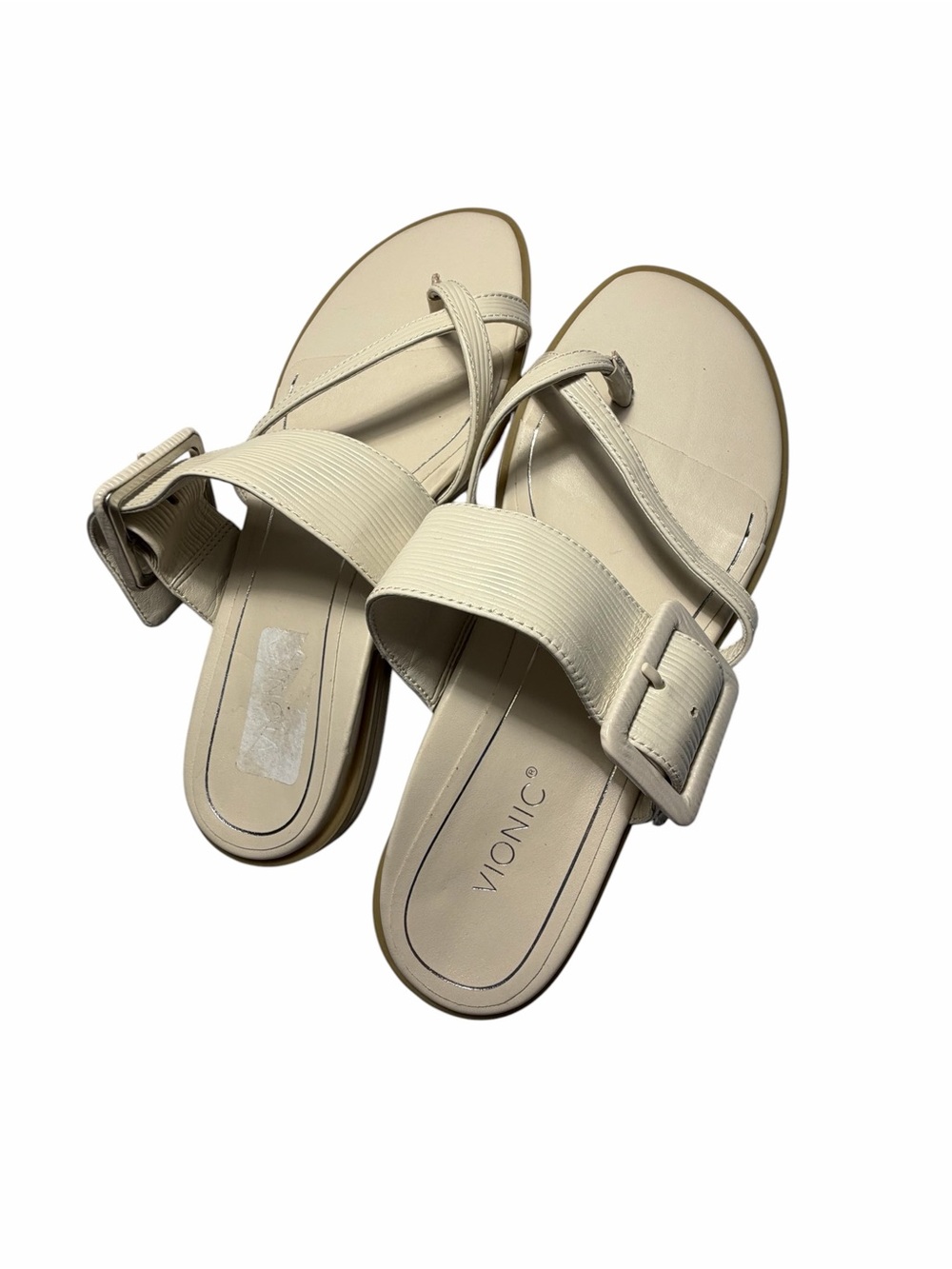 VIONIC Julep Cream Leather Strap Sandals Casual Toe Loop Style Sz 8 - Picture 7 of 12